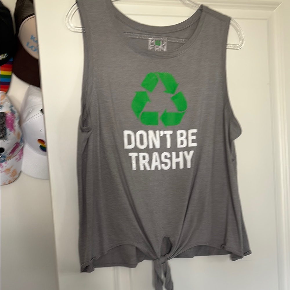 Modern Lux Gray Green Crop Muscle Tee